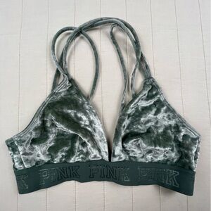 Victoria's Secret PINK Stretch Velvet Bralette — Sage Green Small